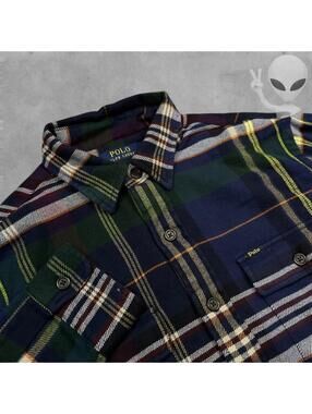 Polo Ralph Lauren Flannel Shirt Medium Tartan Plaid Classic Fit Preppy